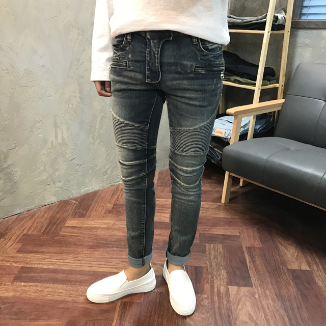 Korea Jeans Pants Knocking Embossed Jeans Pants Me