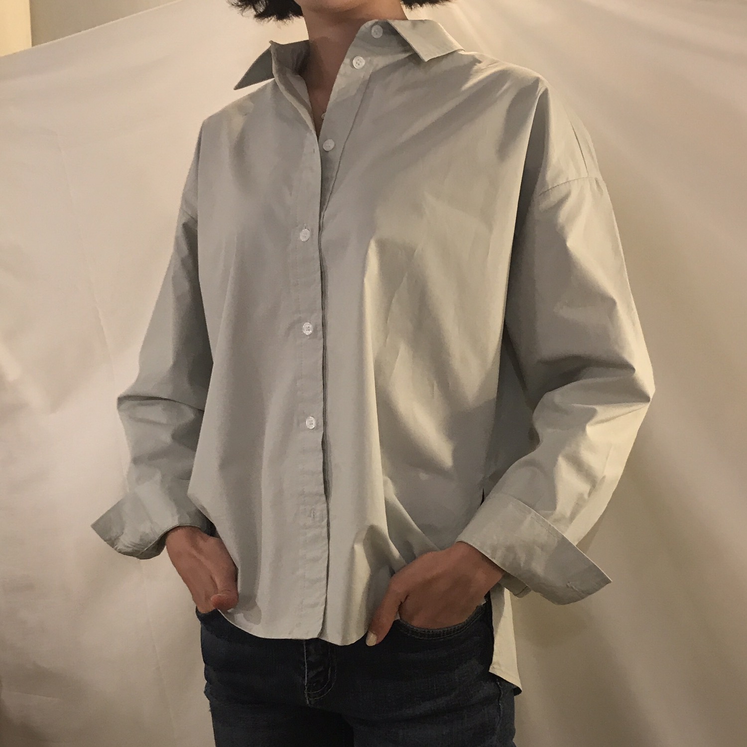 Autumn Basic Natural Mint Women Shirt Neat and cas