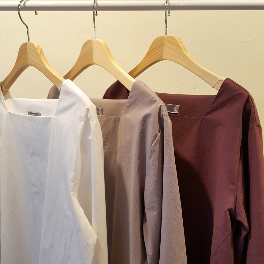 Sleeveless ribbon square neck blouse 3color Fall s