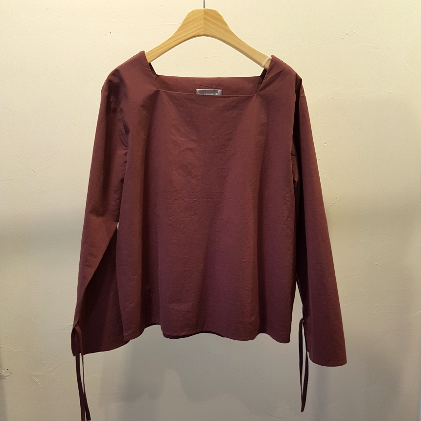 Sleeveless ribbon square neck blouse 3color Fall s