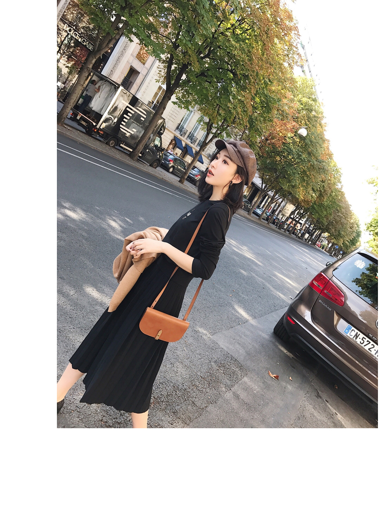 Mica La Fall Winter Pleated Knit Long Skirt Pleate