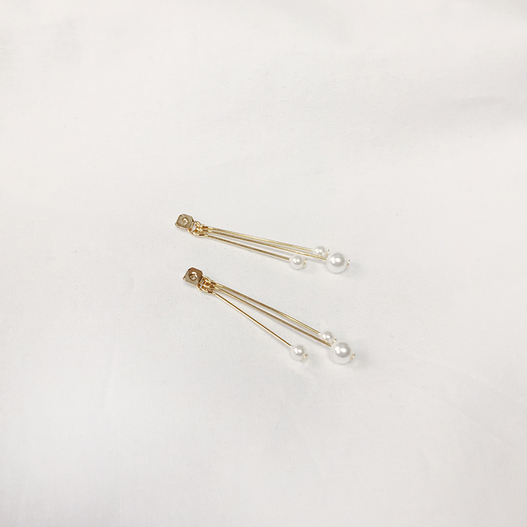 Gold Stick Pearl Drop Earrings Titanium Fashionabl