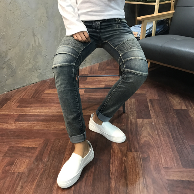 Korea Jeans Pants Knocking Embossed Jeans Pants Me