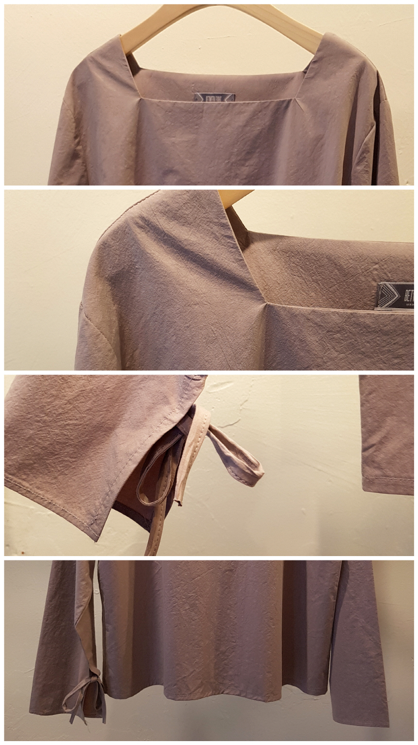 Sleeveless ribbon square neck blouse 3color Fall s