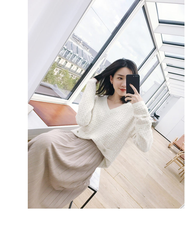 Mica La Fall Winter Pleated Knit Long Skirt Pleate