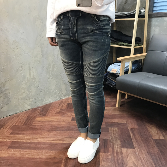 Korea Jeans Pants Knocking Embossed Jeans Pants Me