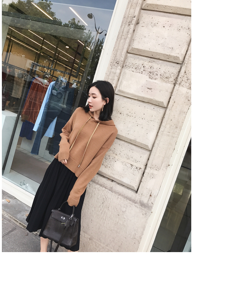 Mica La Fall Winter Pleated Knit Long Skirt Pleate