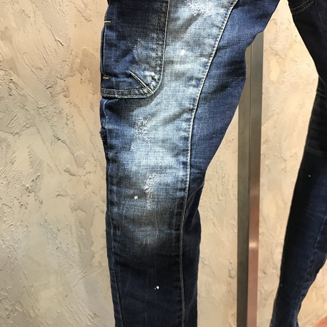 Korea Jeans Pants Cargo Damage Painting Men's J