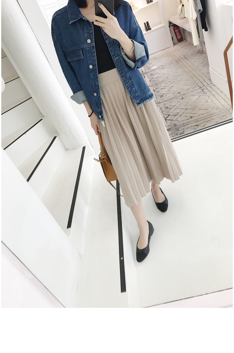 Mica La Fall Winter Pleated Knit Long Skirt Pleate