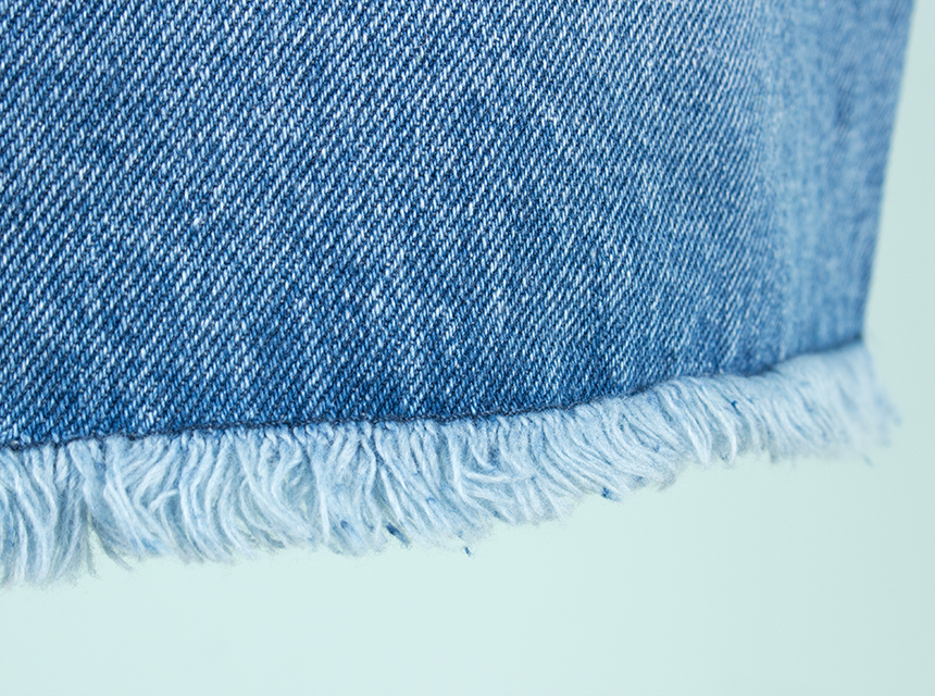 Denim Skirt H Line Damage Tear Chin 20s Female Hoo