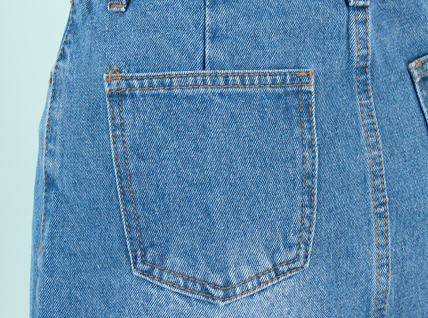 Denim Skirt H Line Damage Tear Chin 20s Female Hoo