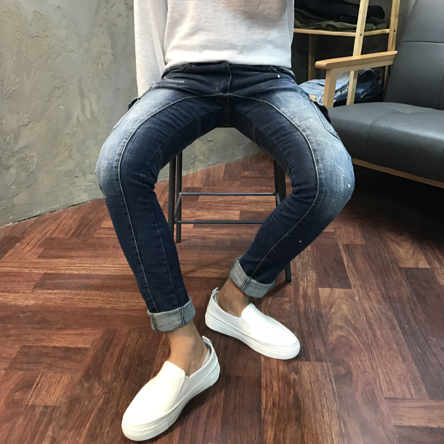 Korea Jeans Pants Cargo Damage Painting Men's J