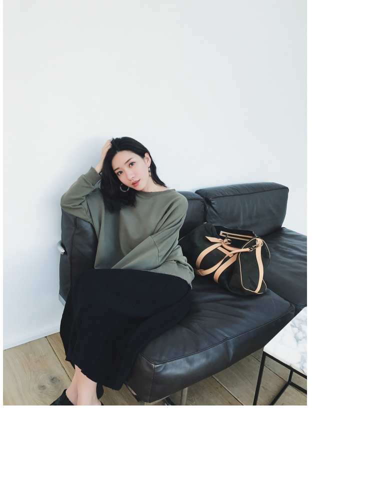 Mica La Fall Winter Pleated Knit Long Skirt Pleate