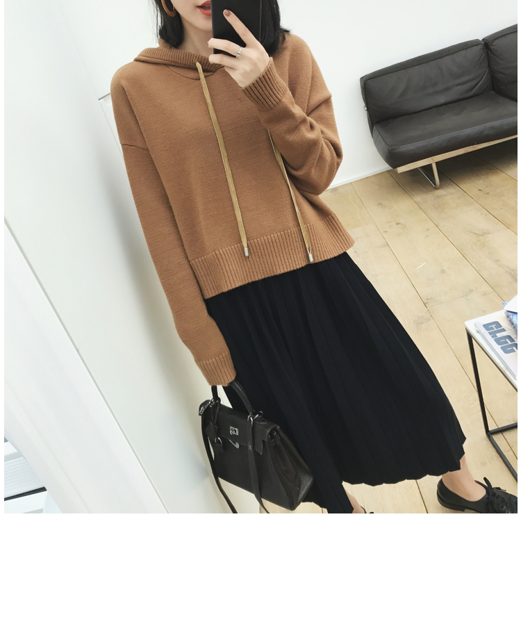 Mica La Fall Winter Pleated Knit Long Skirt Pleate