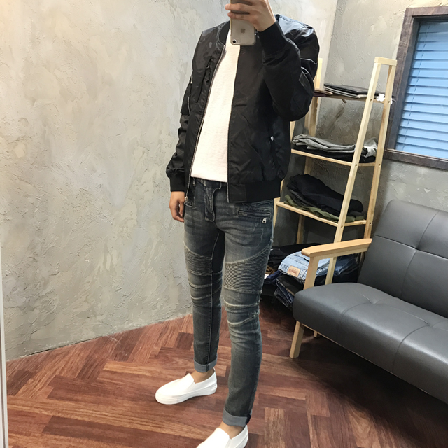 Korea Jeans Pants Knocking Embossed Jeans Pants Me