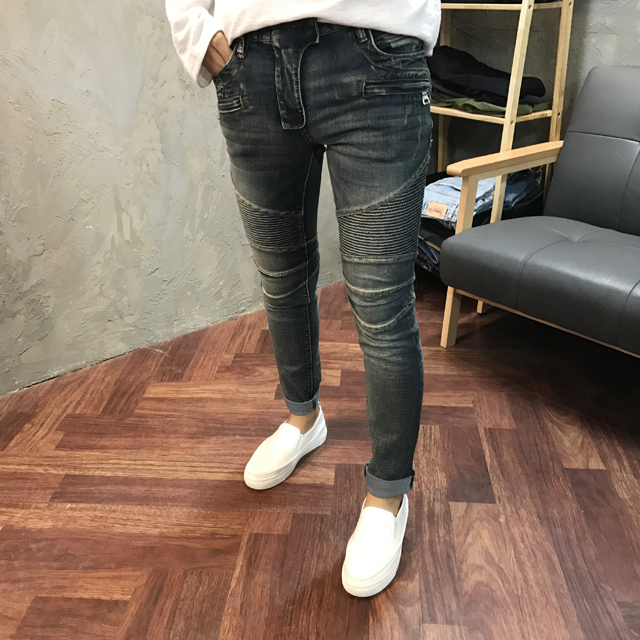 Korea Jeans Pants Knocking Embossed Jeans Pants Me