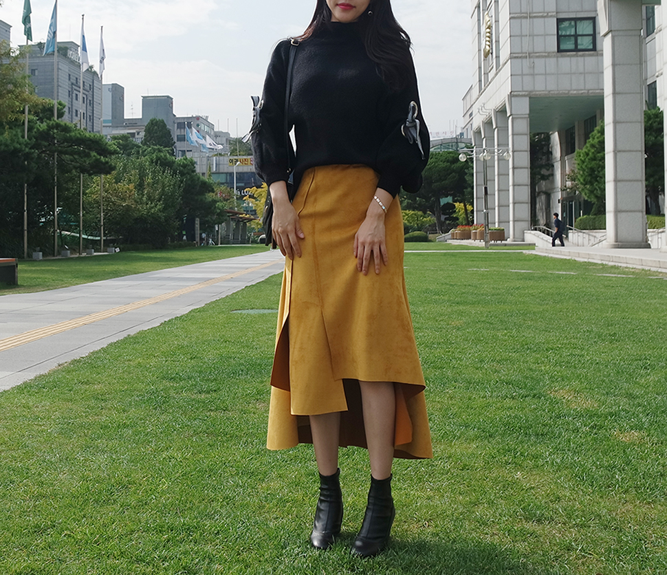 Suede incision Unlined Long skirt Samurai sniping 