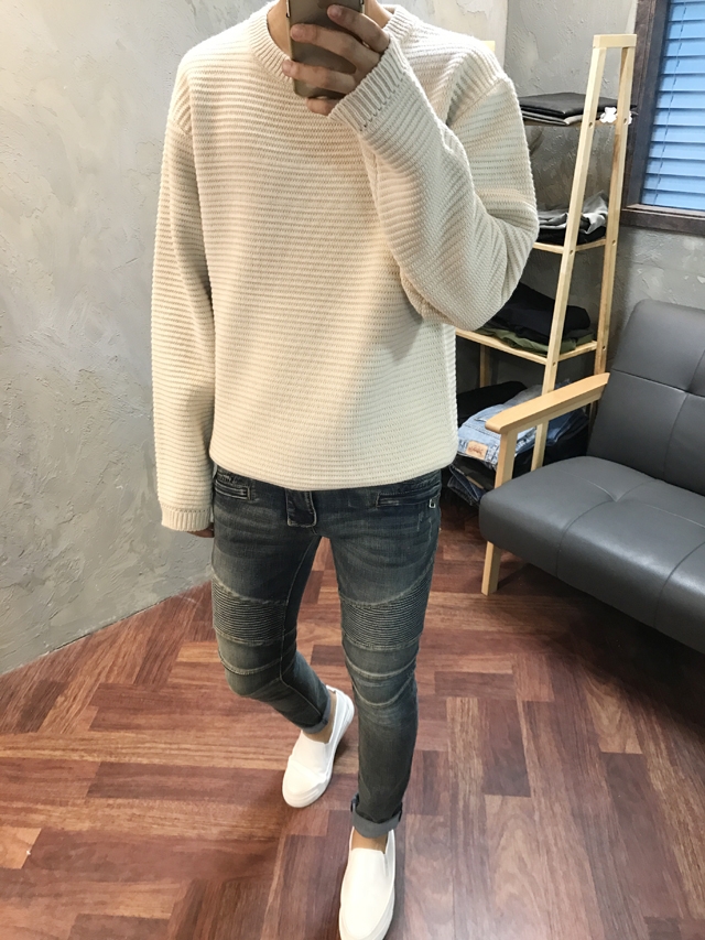 Korea Jeans Pants Knocking Embossed Jeans Pants Me