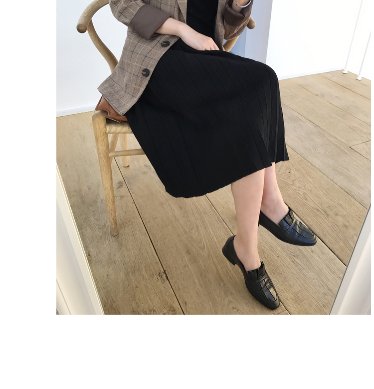 Mica La Fall Winter Pleated Knit Long Skirt Pleate