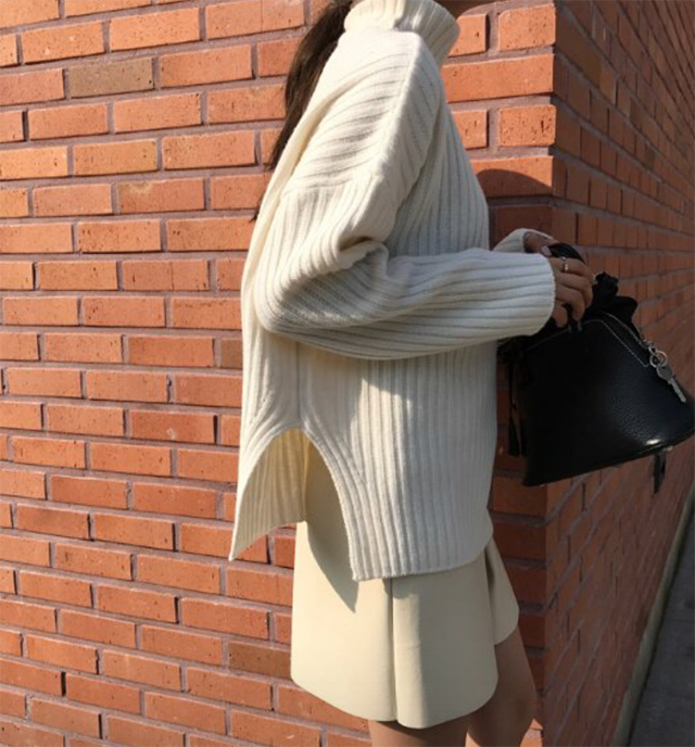 A line slit leather mini skirt 3color Casual desig