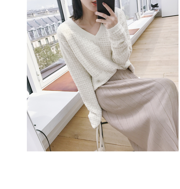 Mica La Fall Winter Pleated Knit Long Skirt Pleate