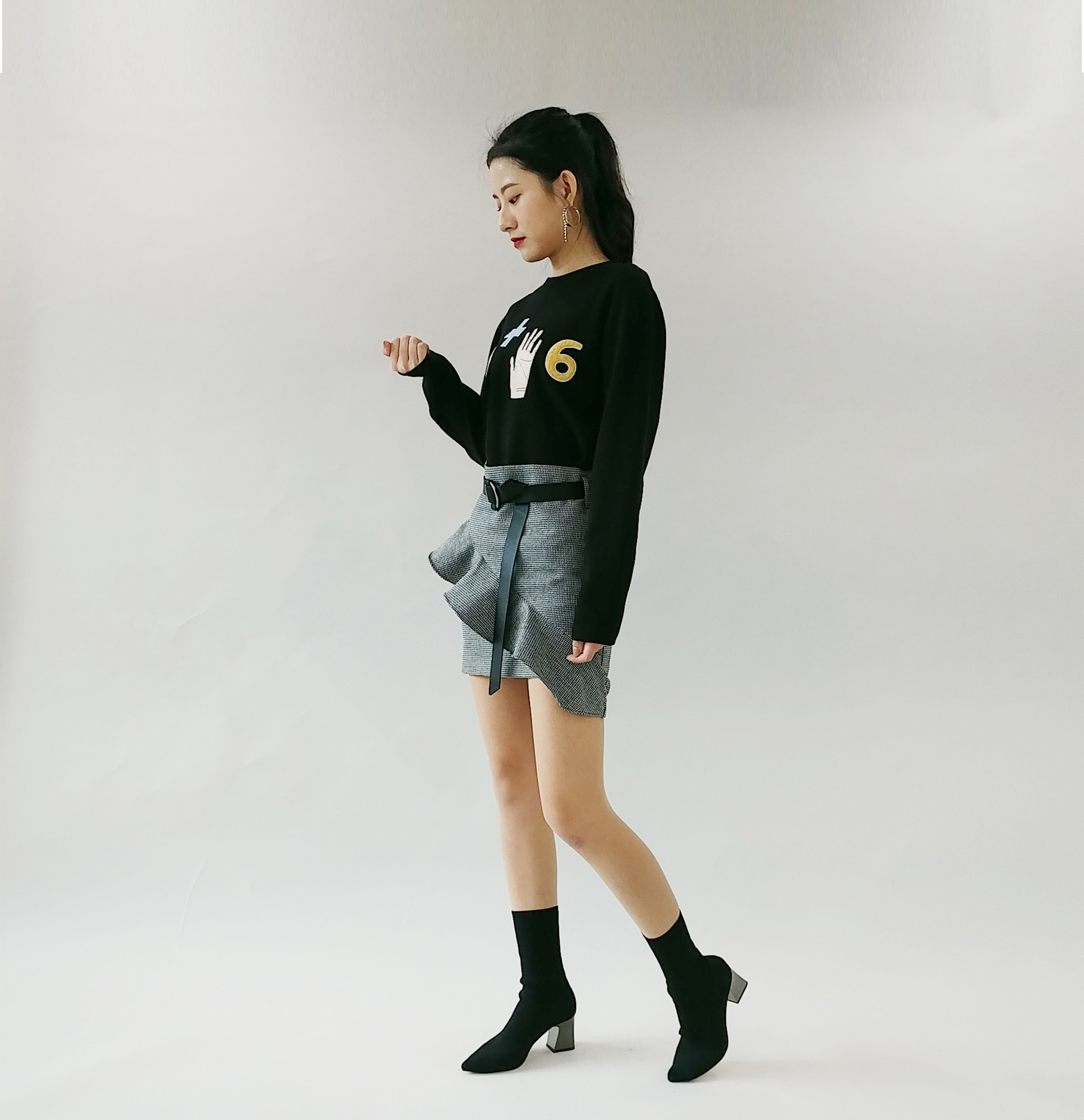 Female Autumn Belt Tarrrill Mini Skirt College Stu