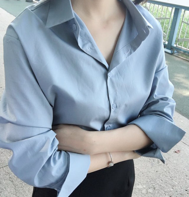 Single Daily Cuffs Shirts Women Sleeves White Purp