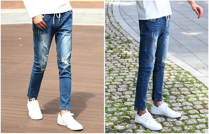 Korea Jeans Pants RT3086 Delver Damage Slim Bandin