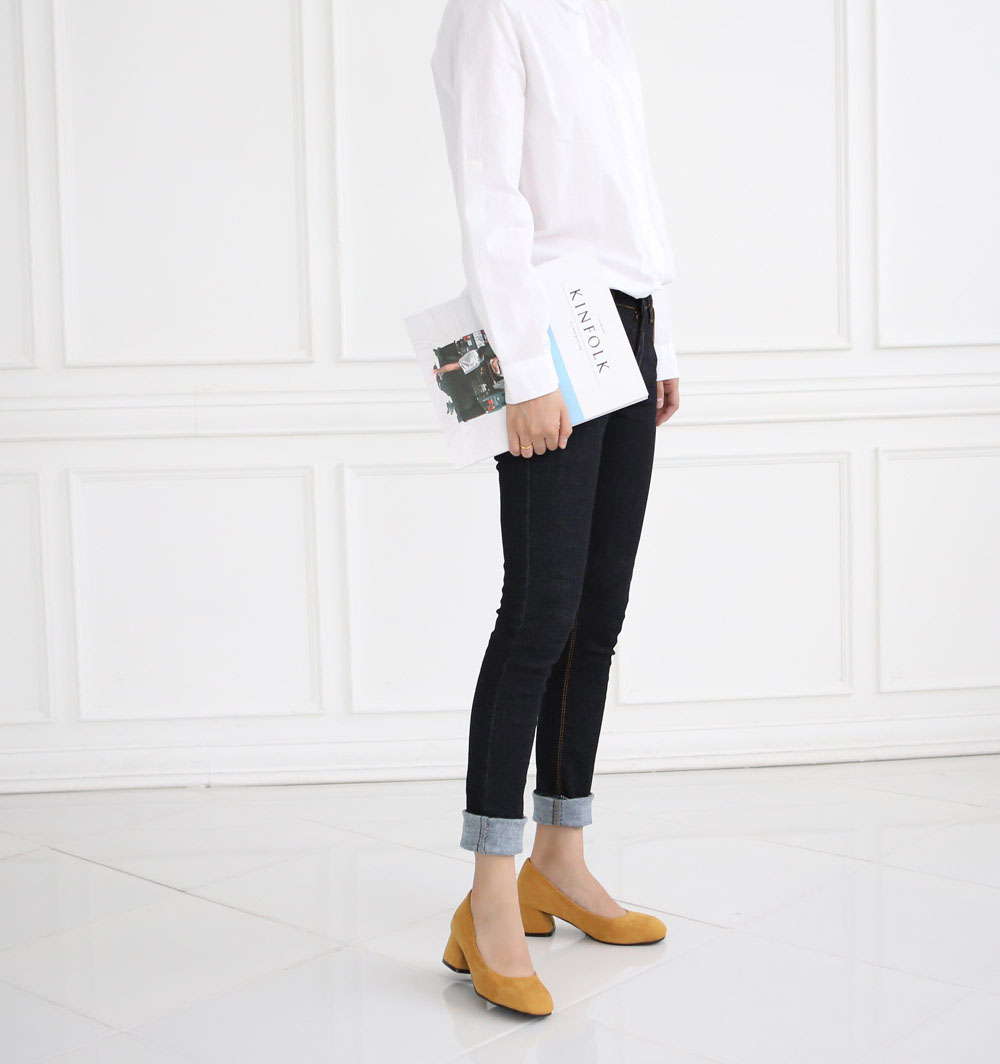 Suede Square Mid Hill Pumps Small Foot Shoes 215 2