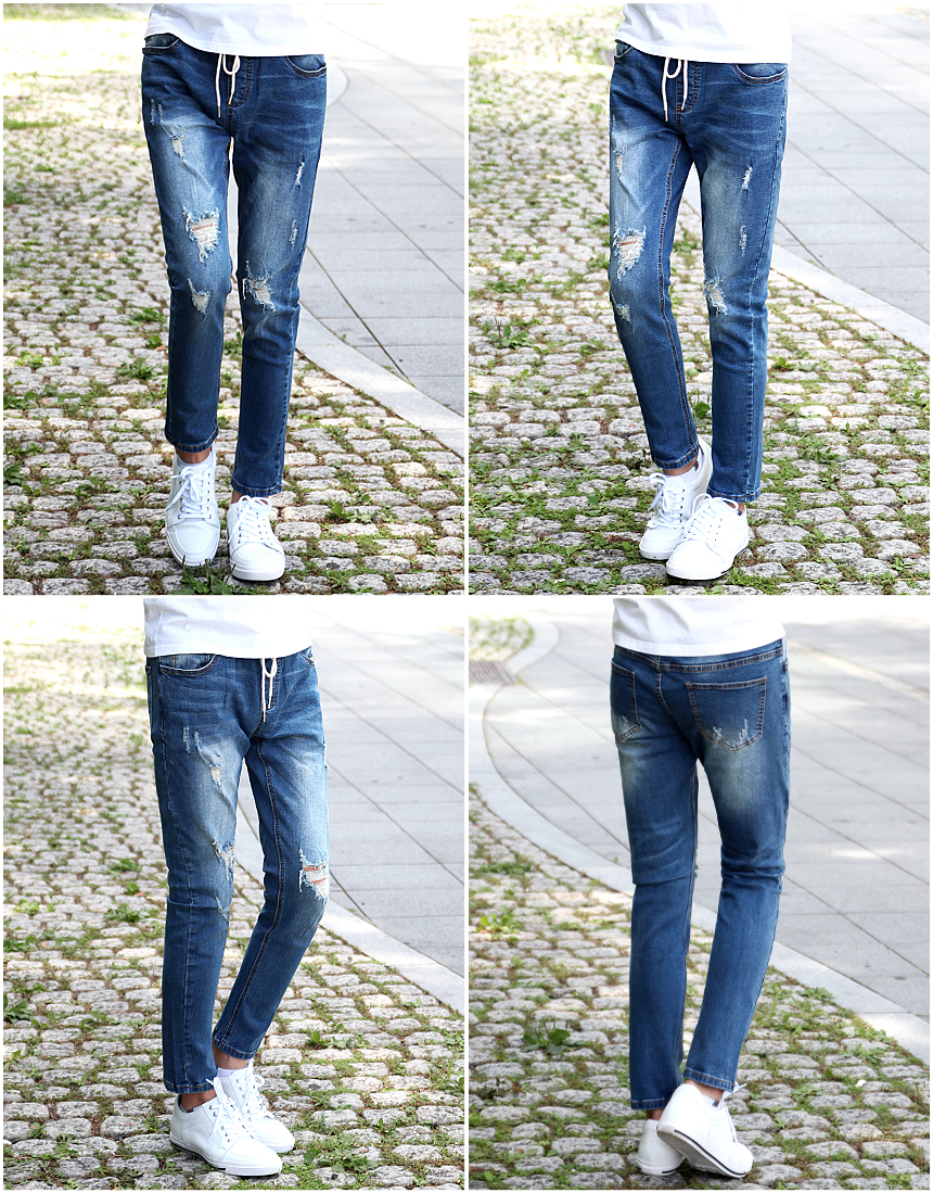 Korea Jeans Pants RT3086 Delver Damage Slim Bandin
