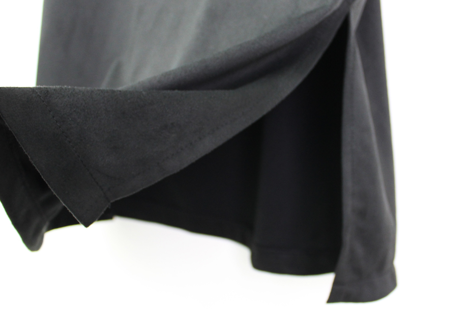 Bending suede long skirt Black velvet trim High wa