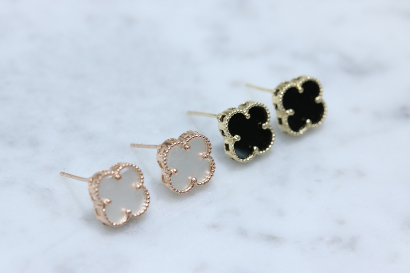 Clover 14K Earrings Onyx Mother-of-pearl 14k Luxur