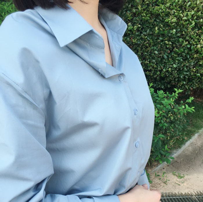 Single Daily Cuffs Shirts Women Sleeves White Purp