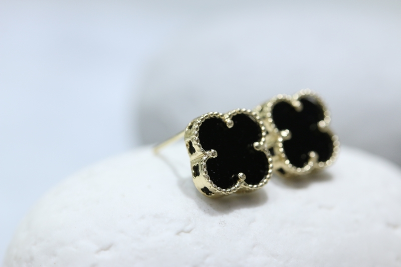 Clover 14K Earrings Onyx Mother-of-pearl 14k Luxur