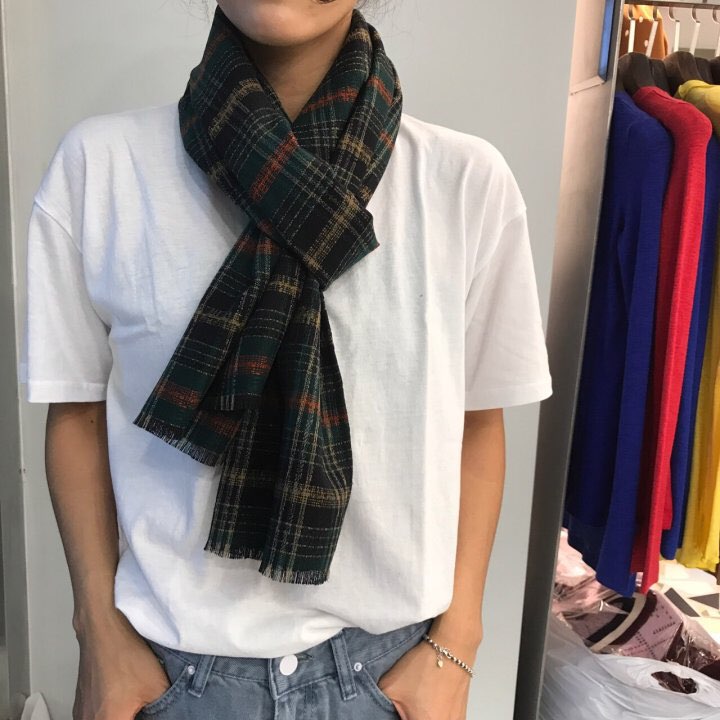Autumn check muffler 2color Women Classic Vintage 