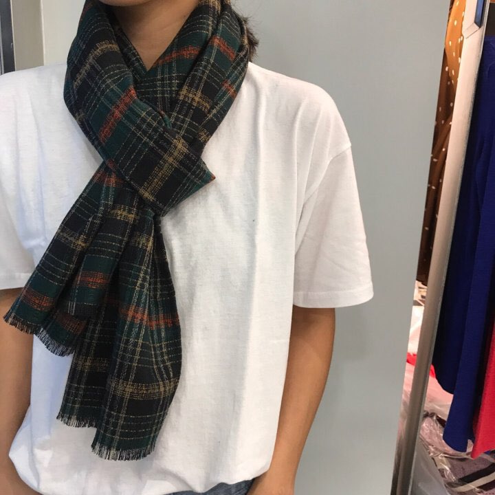Autumn check muffler 2color Women Classic Vintage 