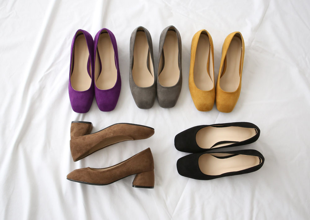 Suede Square Mid Hill Pumps Small Foot Shoes 215 2