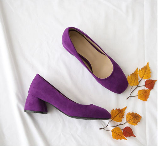 Suede Square Mid Hill Pumps Small Foot Shoes 215 2