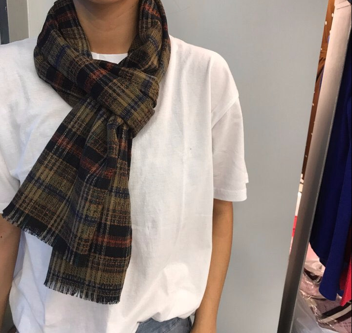 Autumn check muffler 2color Women Classic Vintage 