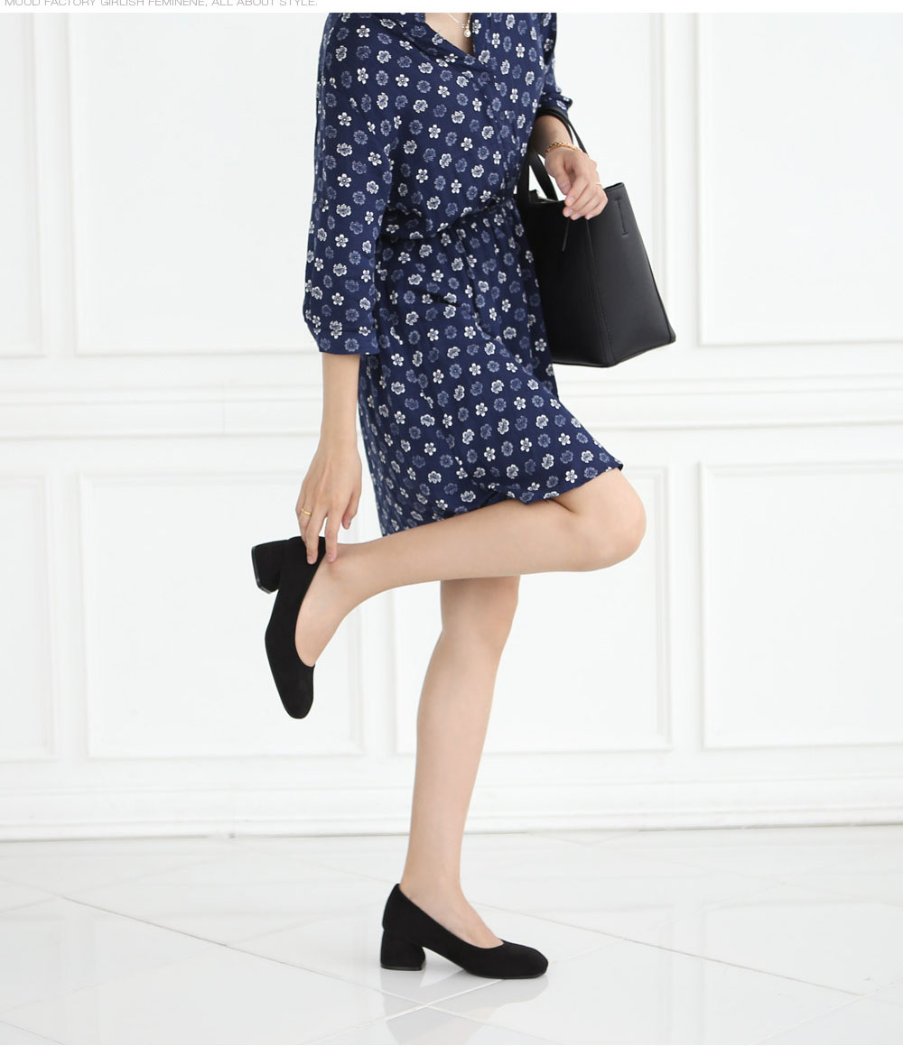 Suede Square Mid Hill Pumps Small Foot Shoes 215 2