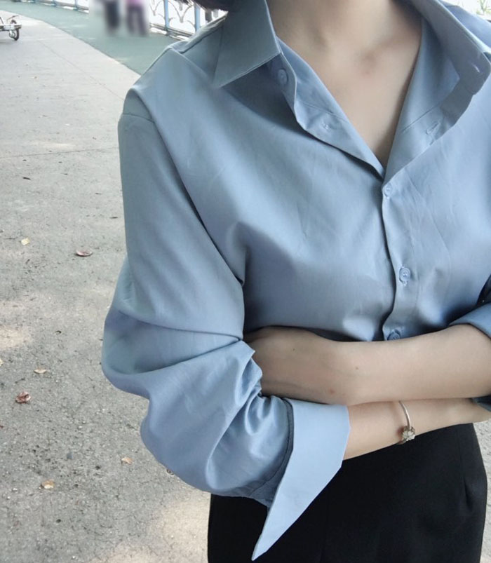 Single Daily Cuffs Shirts Women Sleeves White Purp