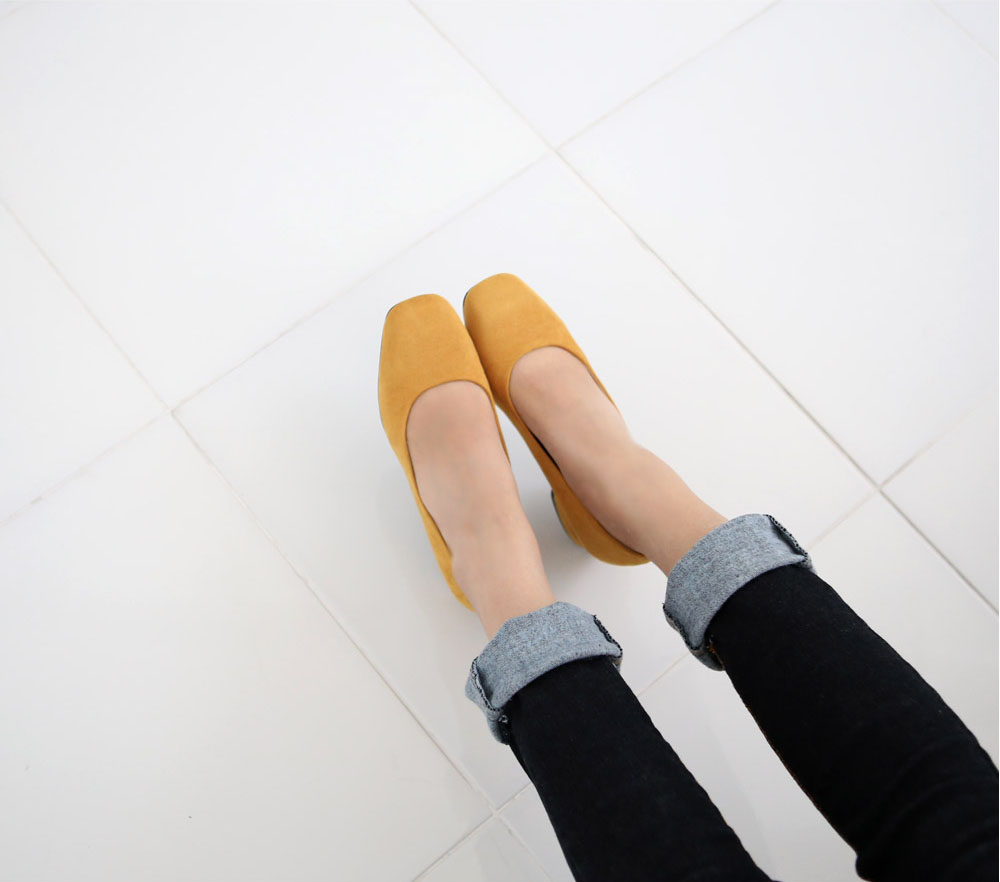 Suede Square Mid Hill Pumps Small Foot Shoes 215 2