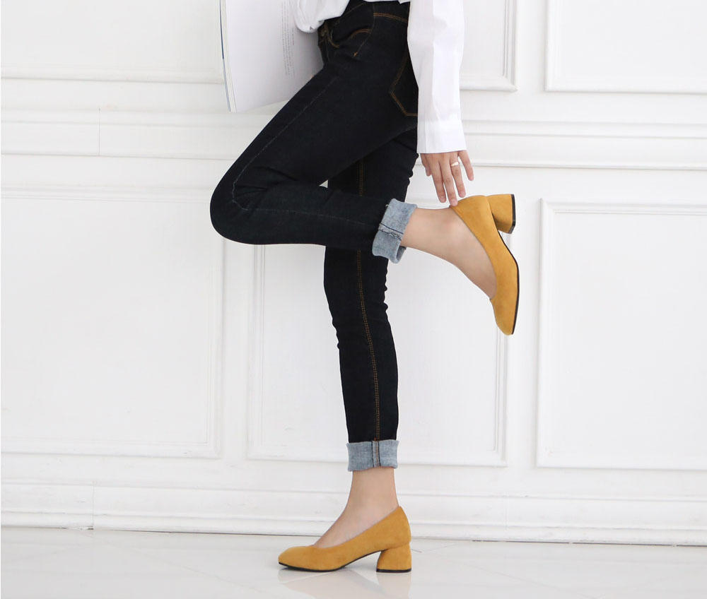 Suede Square Mid Hill Pumps Small Foot Shoes 215 2