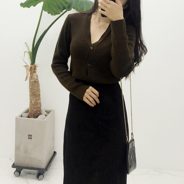 Bending suede long skirt Black velvet trim High wa