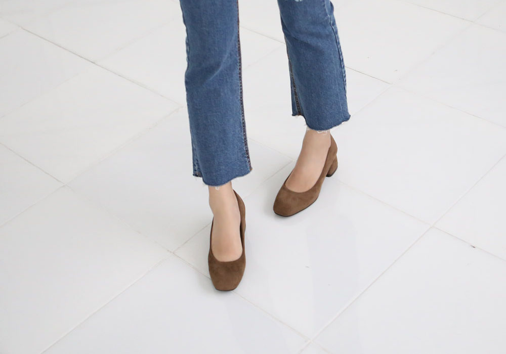 Suede Square Mid Hill Pumps Small Foot Shoes 215 2