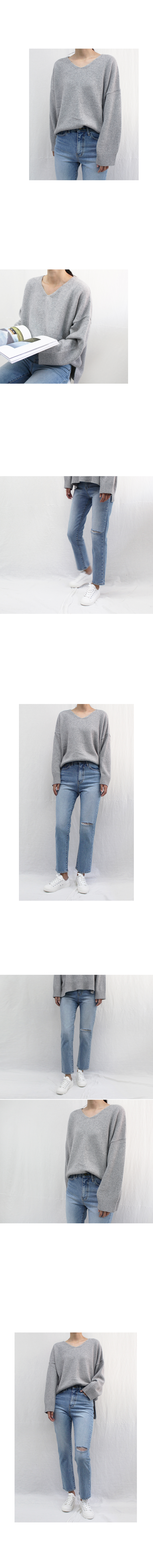 Korea Jeans Pants Damage Coil Pants Pants Torn Blu