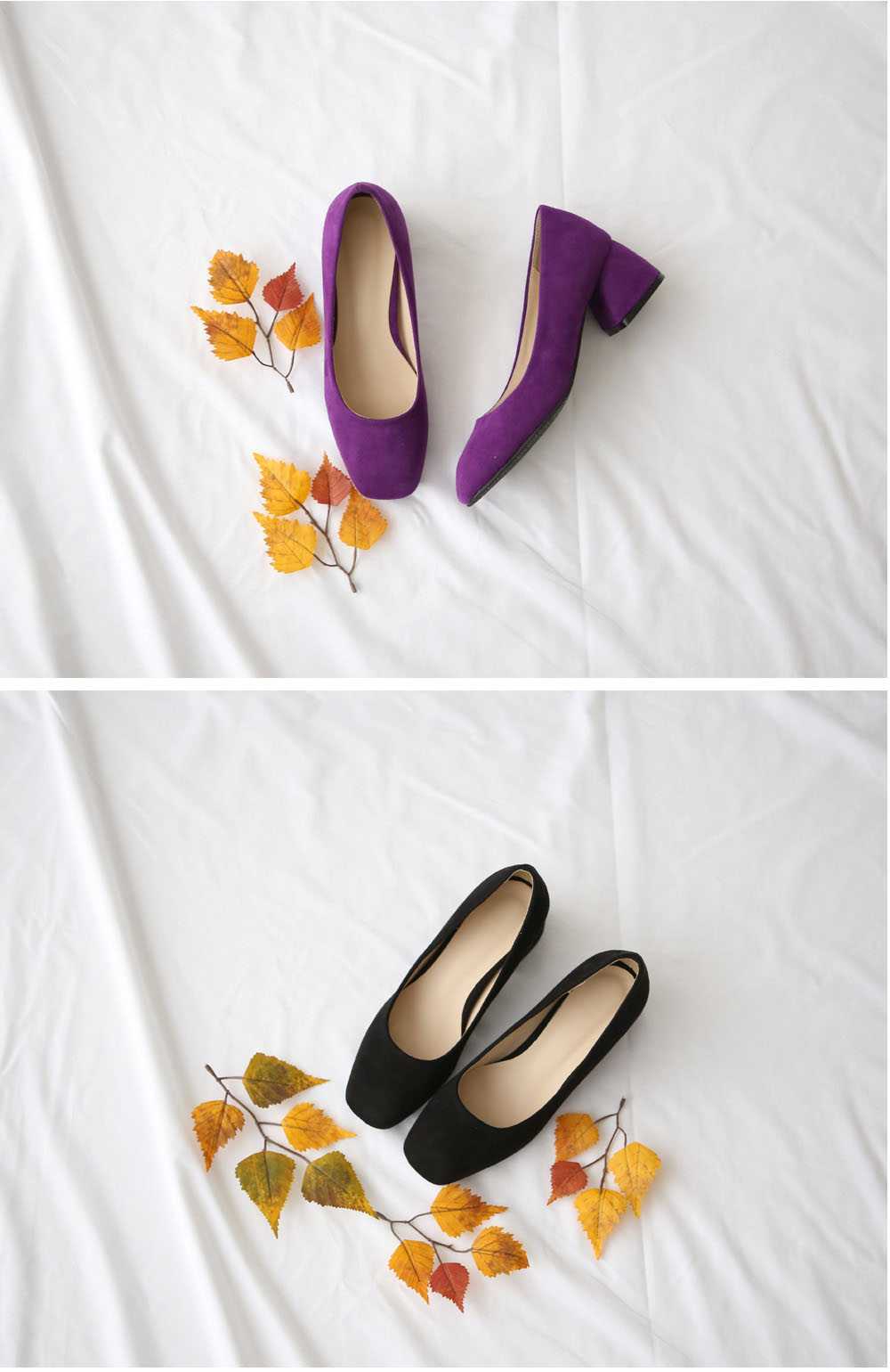 Suede Square Mid Hill Pumps Small Foot Shoes 215 2