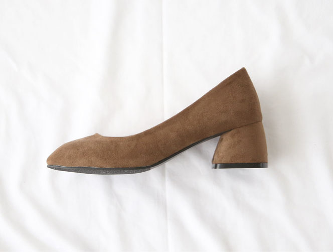 Suede Square Mid Hill Pumps Small Foot Shoes 215 2