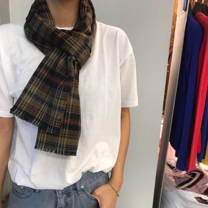 Autumn check muffler 2color Women Classic Vintage 