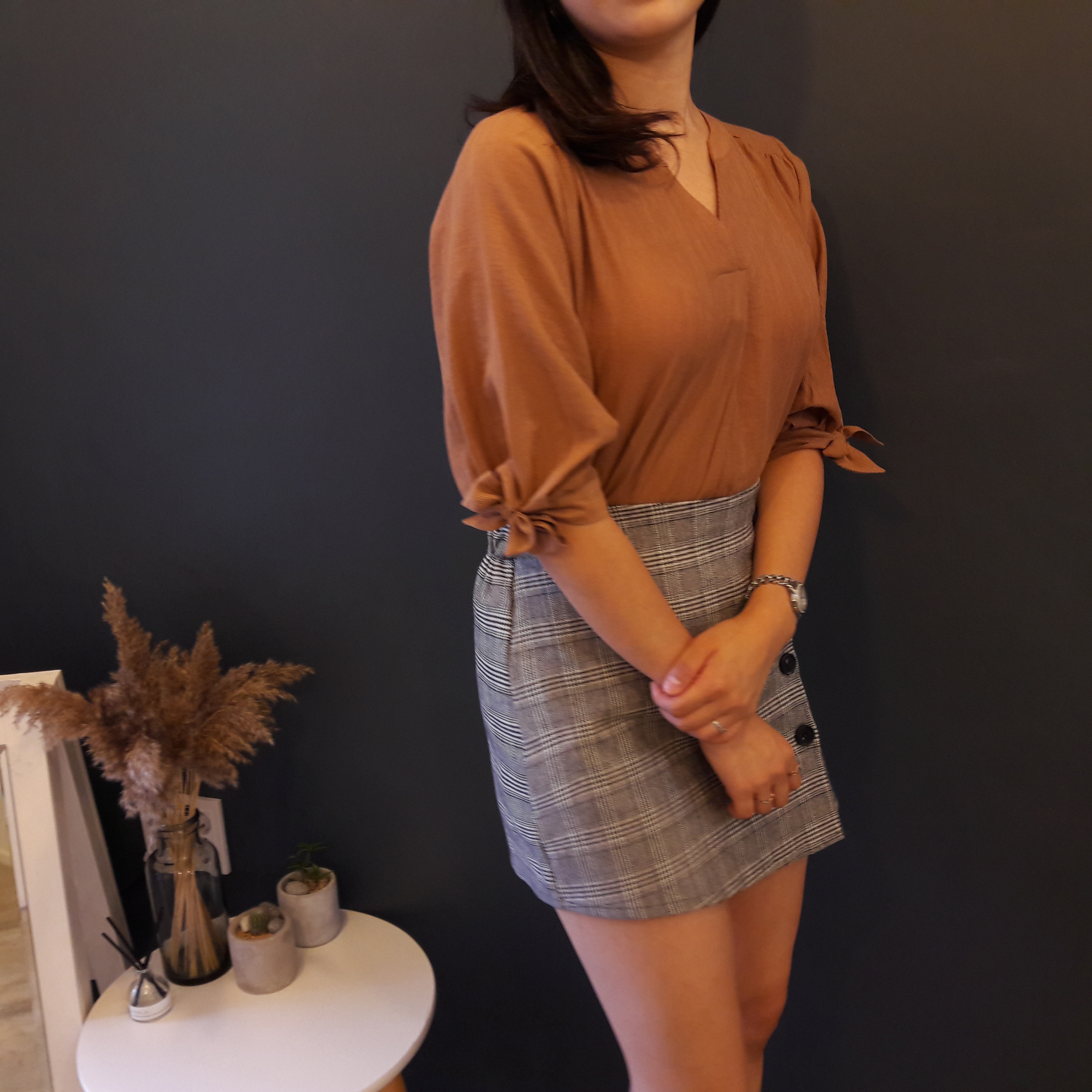 Check mini skirt pattern button Cody Unknown